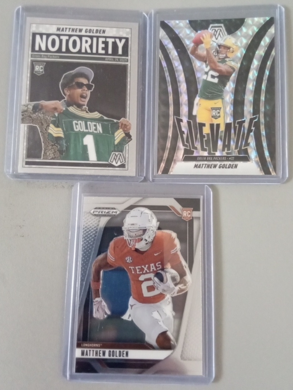 Panini Matthew Golden Rookie Card Trio - Green, Yellow, White